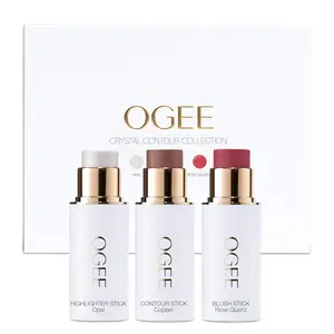 Ogee Face Stick Crystal Collection Trio - Contour Stick Makeup Collection - Certified Organic Contour Palette - Includes Bronzer Stick, Blush Stick & Highlighter Stick Radiant Cosmetic