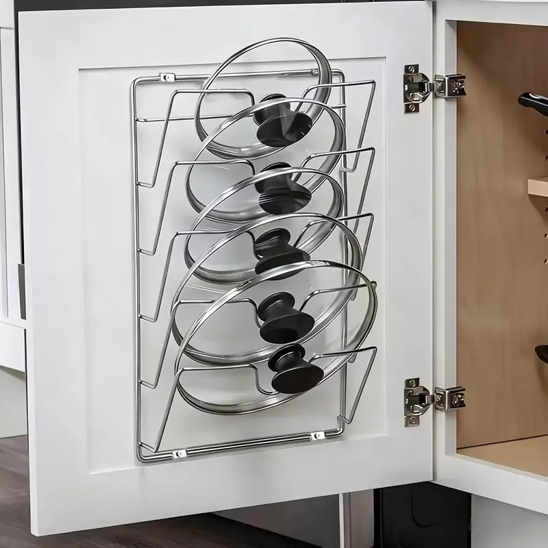 1pc of Sturdy Metal Rack for Hanging Pot Lids: A Multi-Tiered Wall-Mounted Storage Solution for Pots And Lids. A Space-Efficient Kitchen Accessory Ideal for Both Homes And Restaurants