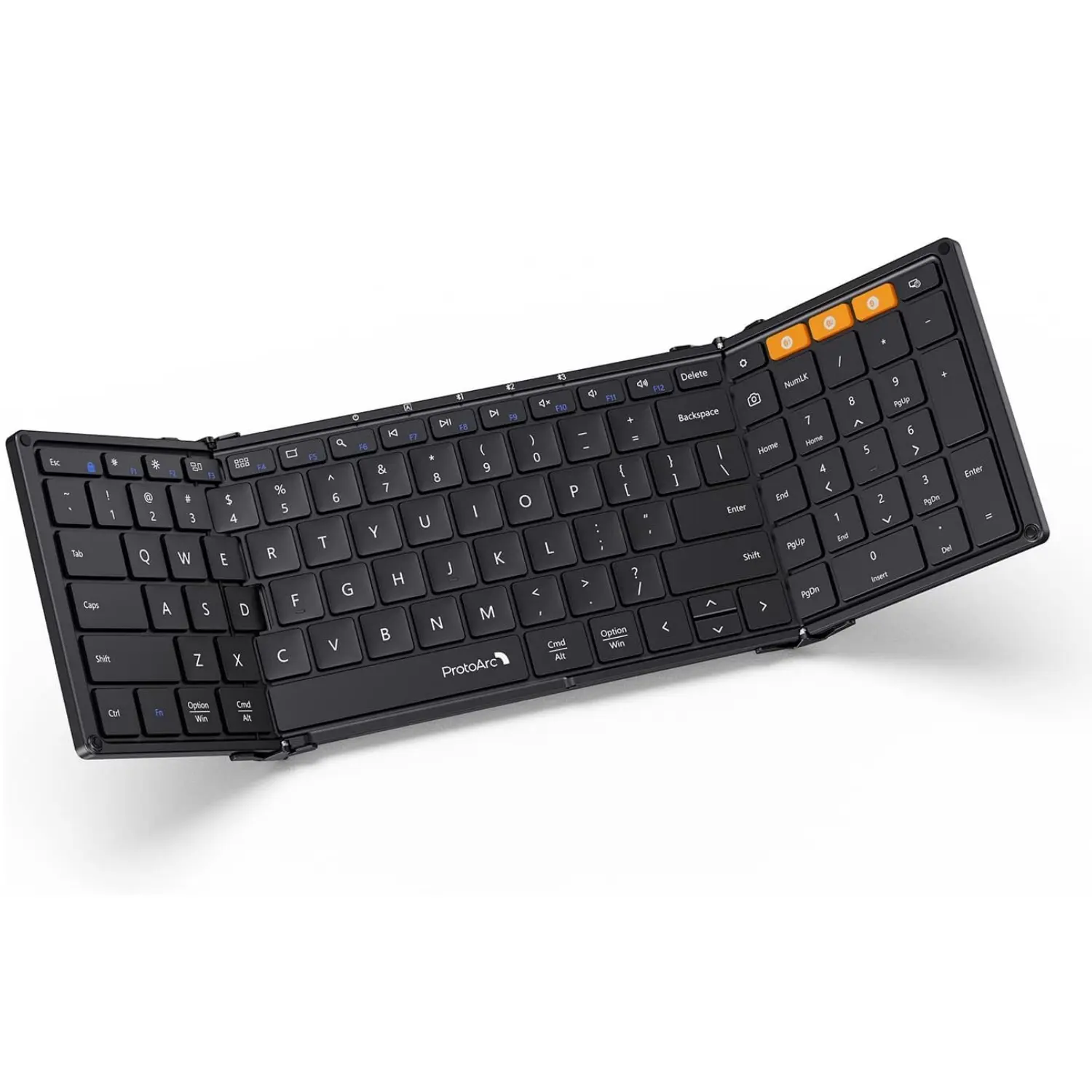 ProtoArc Foldable Bluetooth Keyboard, XK01 Tri-Fold Wireless Portable Folding Keyboard with Number Pad for Business and Travel, Full-Size Travel Keyboards for Windows iOS Android Tablet Smartphone Laptop PC,summerwins