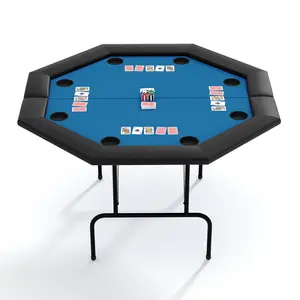 Garvee 8-Player Octagon Poker Table with Folding Legs, Cup Holders, and Portable Casino-Quality Surface for Texas Hold'em, Blackjack, and Card Games, Foldable Design for Easy Storage and Home Parties