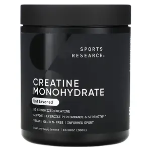 Sports Research Creatine Monohydrate, Unflavored, 10.58 oz (300 g)