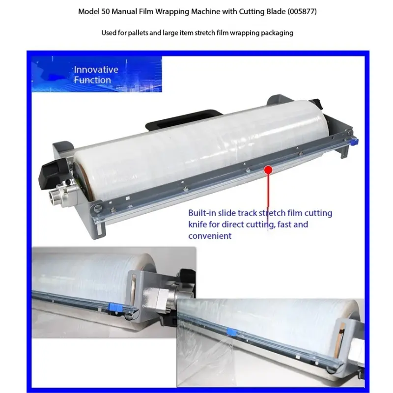Handheld Stretch Film Wrapper - Heavy-Duty Manual Packaging Tool with Cutter, Fits 30-50cm Stretch Film Rolls for Efficient Pallet Wrapping, Fits Rolls