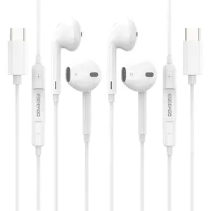 Type C Wired Earphones for iPhone 17/16/15 Series Galaxy Z Fold 7/6 S25 S24 S23, Google Pixel 9/8/7, In Ear USB C Earbuds [Microphone & Volume Control] Plug & Play Wired Headphones Audio Earplugs