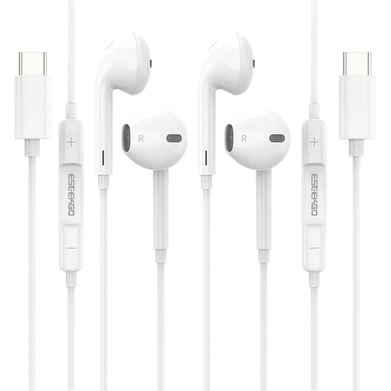 Type C Wired Earphones for iPhone 17/16/15 Series Galaxy Z Fold 7/6 S25 S24 S23, Google Pixel 9/8/7, In Ear USB C Earbuds [Microphone & Volume Control] Plug & Play Wired Headphones Audio Earplugs