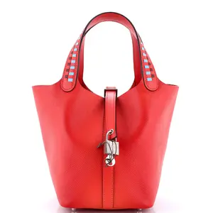 Pre-owned HERMÈS material Bucket Bags Hermes Picotin Lock Bag Tressage Epsom PM by Rebag