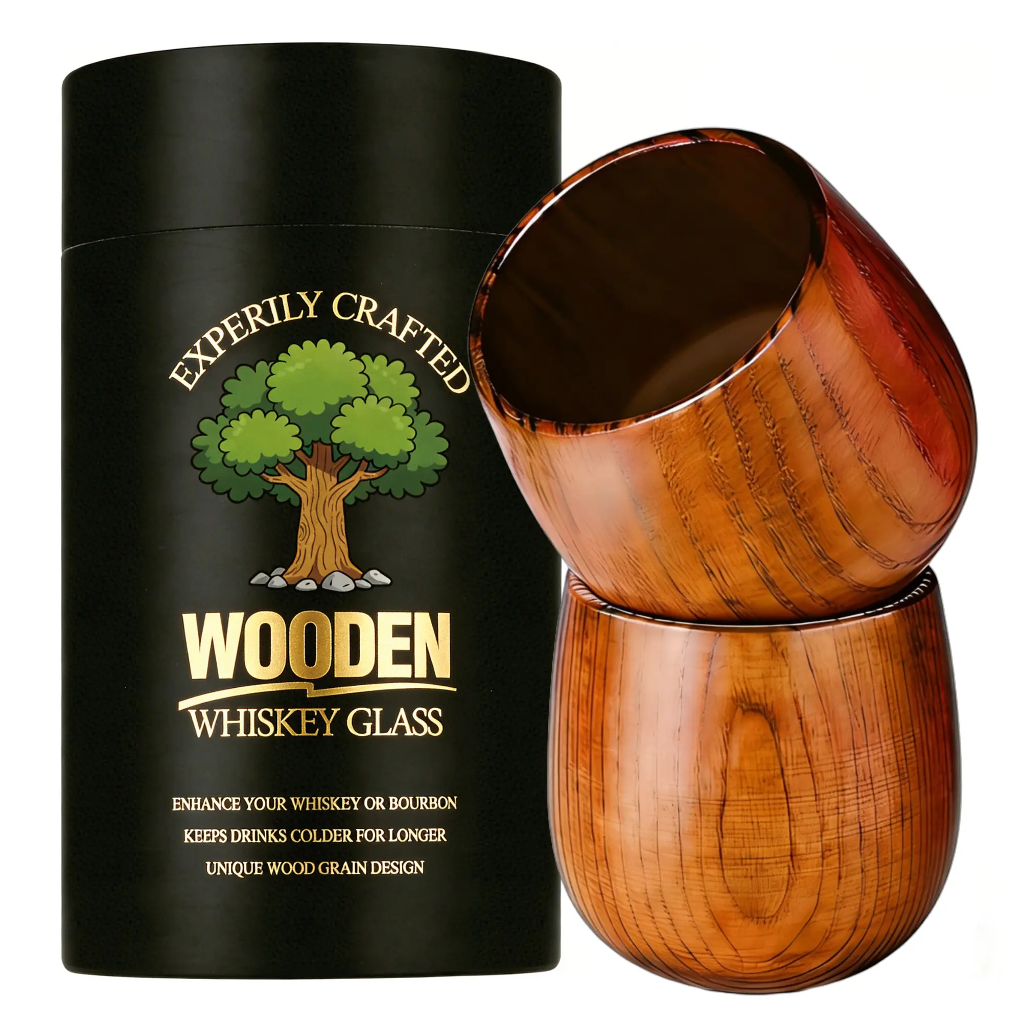 Personalized Gifts for Men Whiskey Glass Wooden Whiskey Drinking Glass for Men Husband Dad Him Grandpa BoyFriends Son Groomsmen Gifts Engraved T Bourbon Tumbler Cup Thanksgiving Christmas valentine