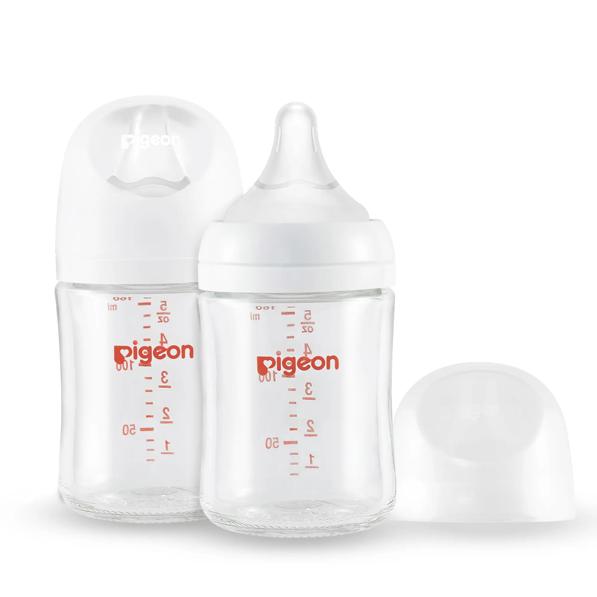 (Pack of 2)Pigeon Glass Nursing Baby Bottle Wide Neck, Anti-Colic, Streamlined Body, Natural Feel, Easy to Clean, Heat-Resistant, 5.4 Oz, Includes 2pc