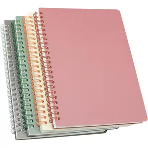 Spiral Notebook, 4 count 4 Color A5 Thick Plastic Hardcover 7mm College Ruled Paper 80 Sheets (160 Pages) Journal for School and Office Supplies (4 Pcs A5)