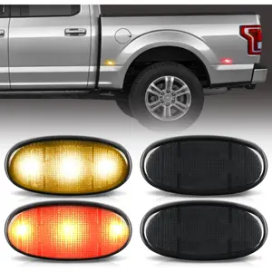 Nilight Wheel Fender Side Marker Lights 4 PCS 3 LED Red Amber Front Rear Fender Clearance Light Smoked Lens Plug And Play Compatible With 2011-2022 F250 F350 F450 F550 Super Duty summervibes