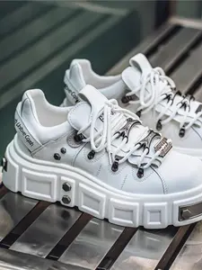 Men's Fashion Motorcycle Studded Boots, High Top Punk Style Chunky Platform Flatform Shoes, Non-Slip Breathable Rubber Autumn Winter Casual Footwear