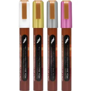 Metallic  Markers - Professional Chisel Tip board Markers - Long Lasting Colors & Quick Dry - Wet Wipe Liquid  Pens (Invitation, 6mm, 4 Pack)