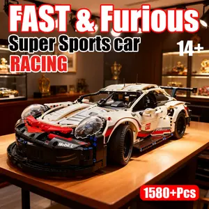 1580+ Pcs Porsche 911 Building Blocks Racing Car 1:10 Assembly Compatible with 42096 Electric Sports Car DIY Birthday Gift