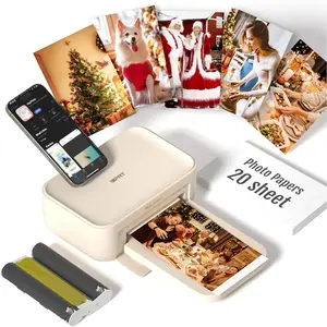 4x6 Photo Printer, CP4100 Photo Printer for  & Android with 20 Sheets & 1 Cartridges,   Portable Picture Printer,  Print Photos, Dye Sublimation, Ideal , Beige