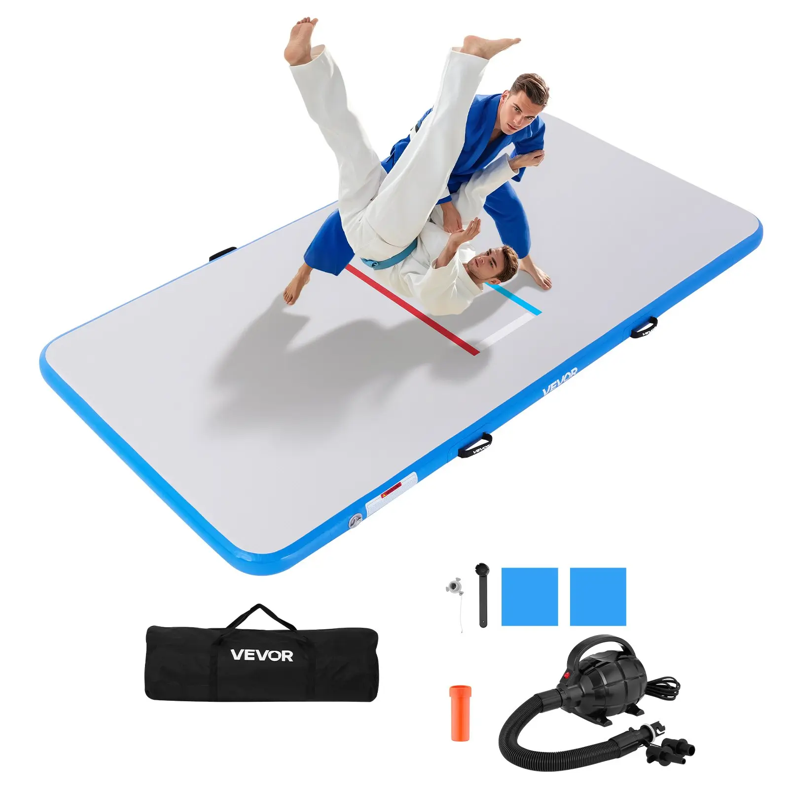 VEVOR 10x5 ft Wrestling Mat Inflatable, PVC Foldable Training Mats with 600W Air Pump, Martial Arts Thick Mat for Outdoor Indoor Home Gym Exercise