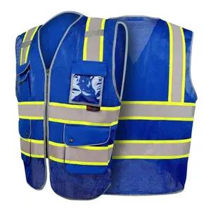Royal Blue Utility Safety Vest Mesh - 360-Degree Visibility and ID Pocket