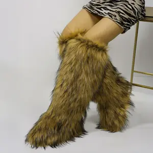 Women’s Snow Boots Fluffy Plush Long Boots Over-the-Knee Warm Winter Party Fashion Booties Indoor Outdoor Shoes