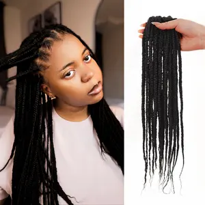 DAIXI Pre-Looped Crochet Box Braids Mini Twist 100% Human Hair Extensions Natural Black Double-Strand Braids with Loops Ready to Wear Instantly Looped Braids for Easy Installation & Repair Reusable Knotless Braided Wigs
