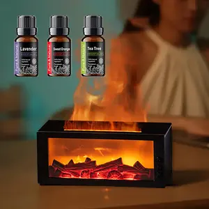 Simulated Fireplace Diffuser, Aroma Humidifier, Essential Oil, Timer, Remote, Colorful Night Light, Home Gift