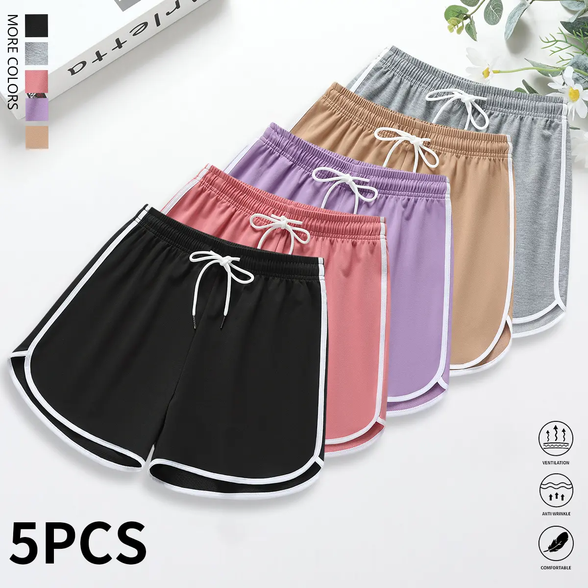 Black + Rose Red + Purple + Khaki + Light Gray