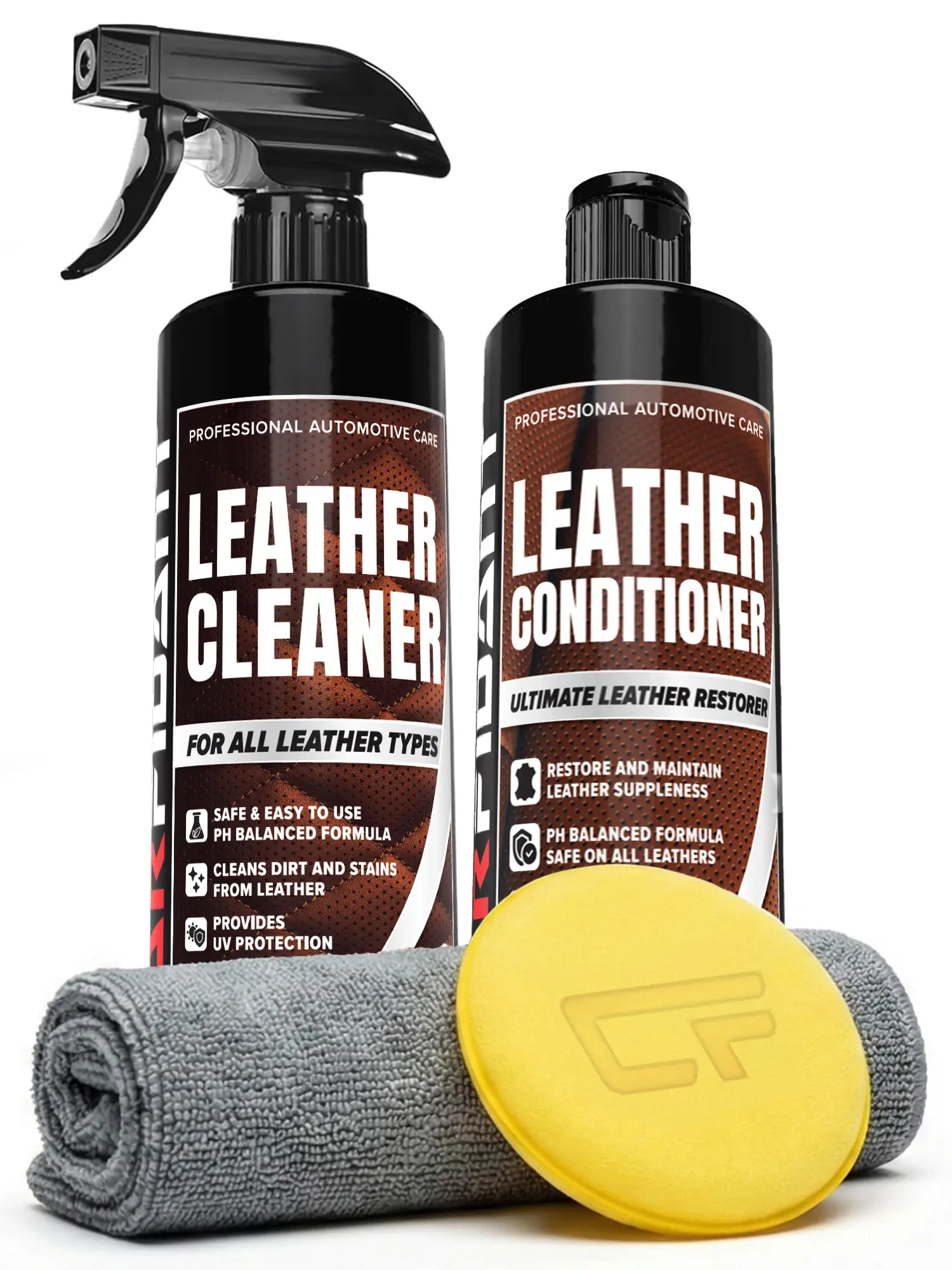 Carfidant Leather Cleaner & Conditioner Kit – 36 oz Leather Care Set for Car Seats, Furniture, Bags & Shoes