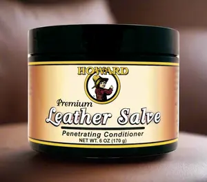 Howard Premium Leather Salve: Rejuvenates, Penetrates, Preserves, Protects, & Revives Dried-Out Smooth Leather. Natural Salve, No Greasy or Sticky residue. Ideal for Leather, Couches, Shoes, & More Footwear Comfort