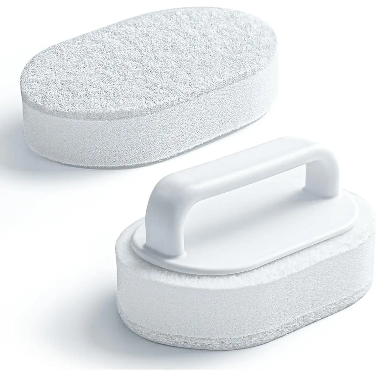 Handle Bath Tub Scrubber, Non Scratch Bathroom Scouring Pad, Bathtub Scrubber Soap Scum Remover for Shower Tile Grout Sink Pool Step & Corner, Heavy Duty Cleaning Sponge Scrub, 2 PCS