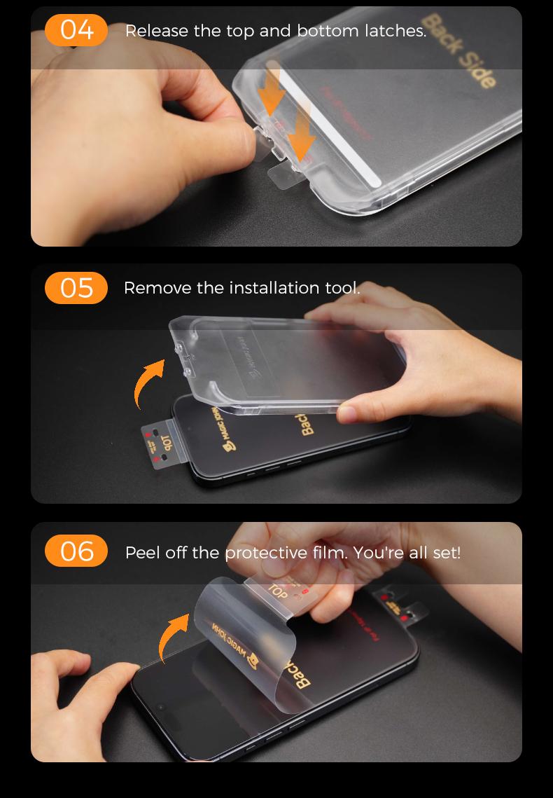 NEW MAGIC JOHN MagicView Screen Protector for iPhone 17/16/15 Series, 2-Pack, No Black Border 0.33mm Tempered Glass, Auto Dust Removal Easy Installation, HD Clear or 28° Privacy, Case-Friendly