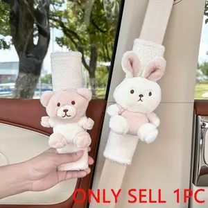 Soft Fuzzy Car Seat Belt Pad, Cute Cartoon Animals Styling Fluffy Seat Belt Cover for Shoulder Pad Neck Cushion Protector, Compatible with All Cars, Cute Car Accessories, Car Interior Accessory