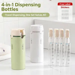 4-in-1 Travel Dispenser Bottle for Toiletries Portable Cosmetic Shampoo Storage Lotion Compact Plastic Container Wholesale Easy Press Smooth Flow  bottle