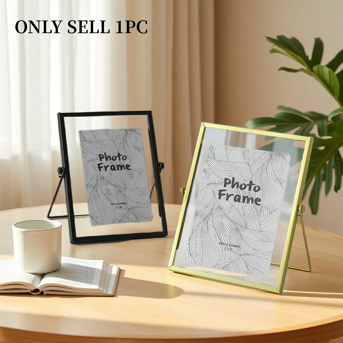 1PC Modern Simple Photo Display Frame, Square Frame, Iron Material, Metal Framed, Golden Frame Decor, Suitable for Multiple Sizes of Photos, Home Decoration, Desktop Photo Frame Ornament, Metal Frames, Durable Frame