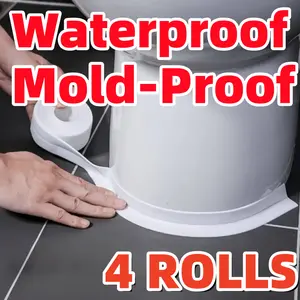 4 ROLLS Quick-Install Waterproof Caulk Tape – Peel-and-Stick Sealant Strips for Toilets, Bathtubs, and Countertops | White & Durable, Caulk Tape, Sealant Tape