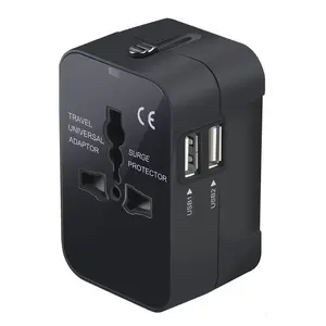 Travel Adapter USB C, Worldwide All in One International Power Adapter Fast Charge Universal Adapter Plug with Dual USB Charging Ports for Asia Europe UK AUS and USA