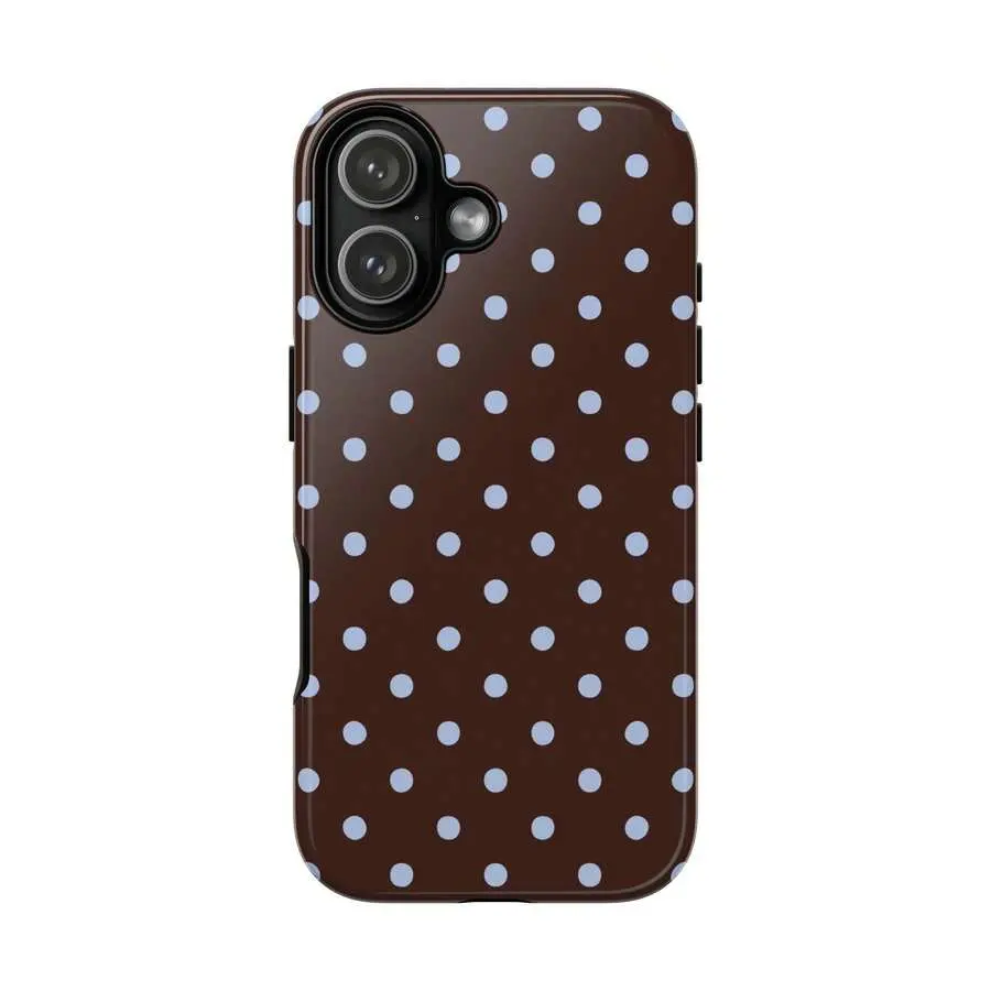 Brown & Blue Polka Dot TPU Shockproof Waterproof Cellphone Casing - Protector, Protective Shell, Mobile Phone Accessory Compatible with iPhone 11 Pro Max,12,13,14,15,16,17