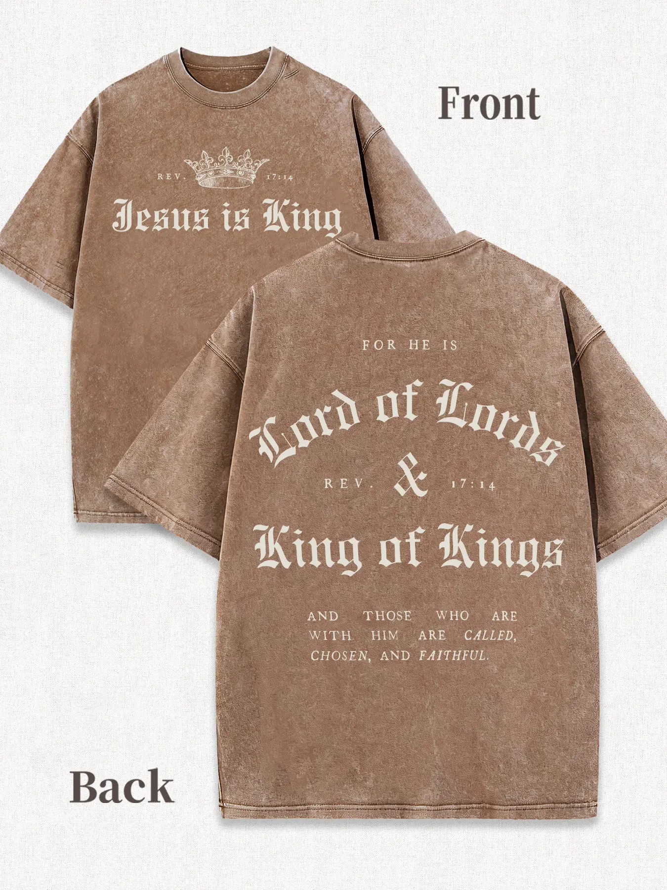 Religious retro Christian “Jesus is King” T-shirt featuring a vintage crown design—classic titles of Jesus in Christianity: Lord of Lords & King of Kings. Those who are with Him are called, chosen, and faithful. Core Meaning T-Shirt Crewneck Menswear