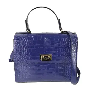 Kate Spade Women's Knightsbridge Croc-Embossed Leather Large Doris Satchel - Asilah Blue, Magnetic Snap Closure, Spacious Interior, Statement Design