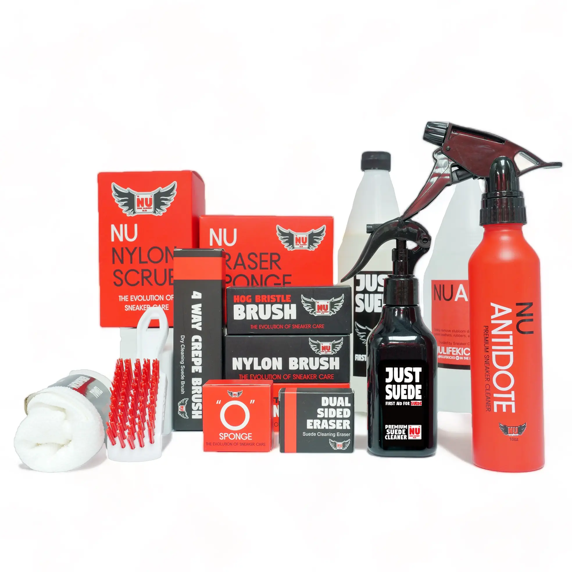 NuLife Kicks, The Evolution Bundle - Shoe Cleaner for White Shoes, Fabrics, Leathers, Suede Shoe Cleaning Kit, Unyellow Soles