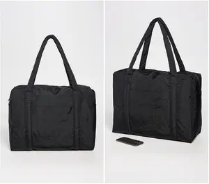 Baggu Small Cloud Carry-on Travel Bag, Luggage, 16.5" W, Black, Nylon, Detachable, Zip Closure, Soft Sided, Fits Under Seat, Trolley Sleeve, Tech Pocket, Water Bottle Side Pockets