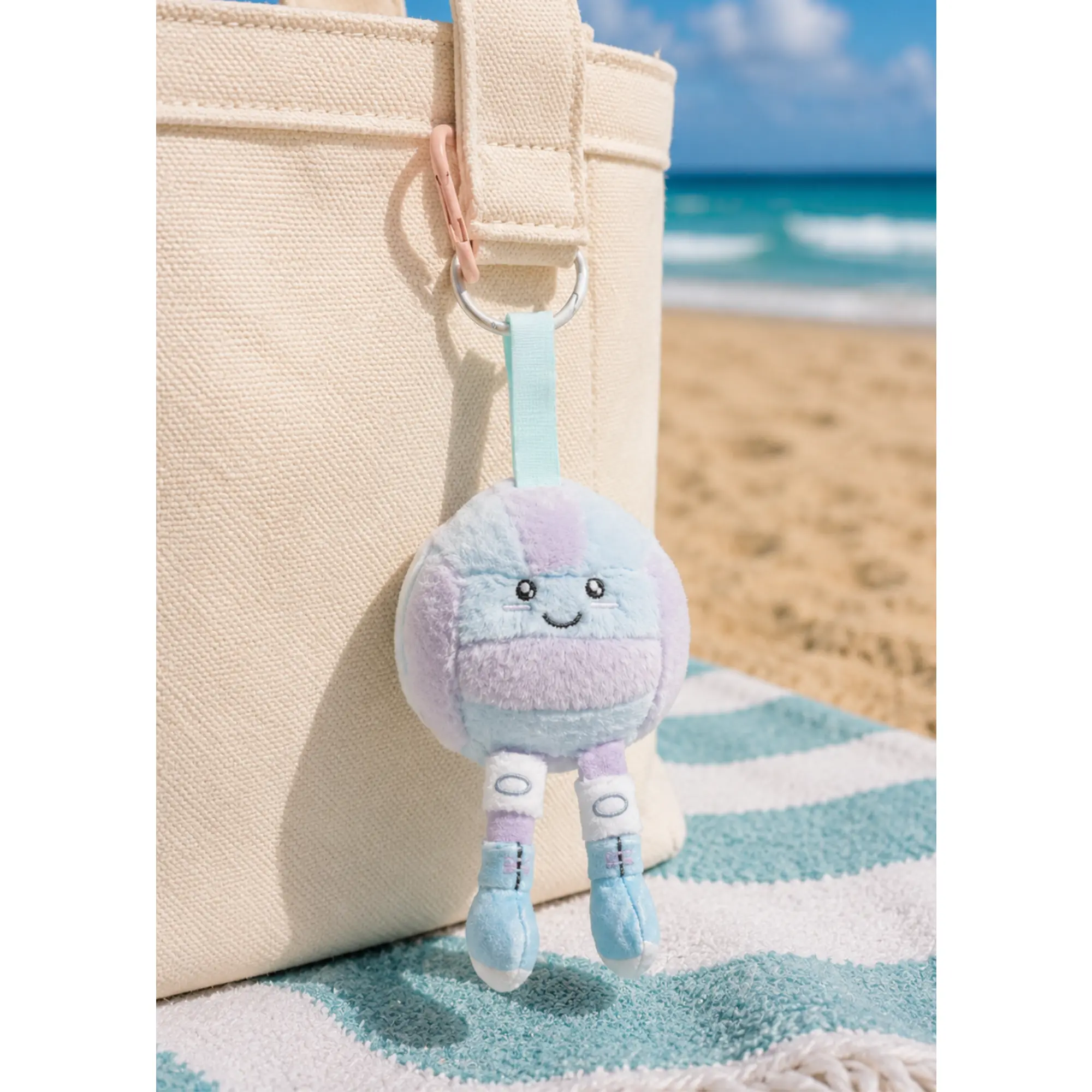 Purple & Blue Plush Volleyball Keychain