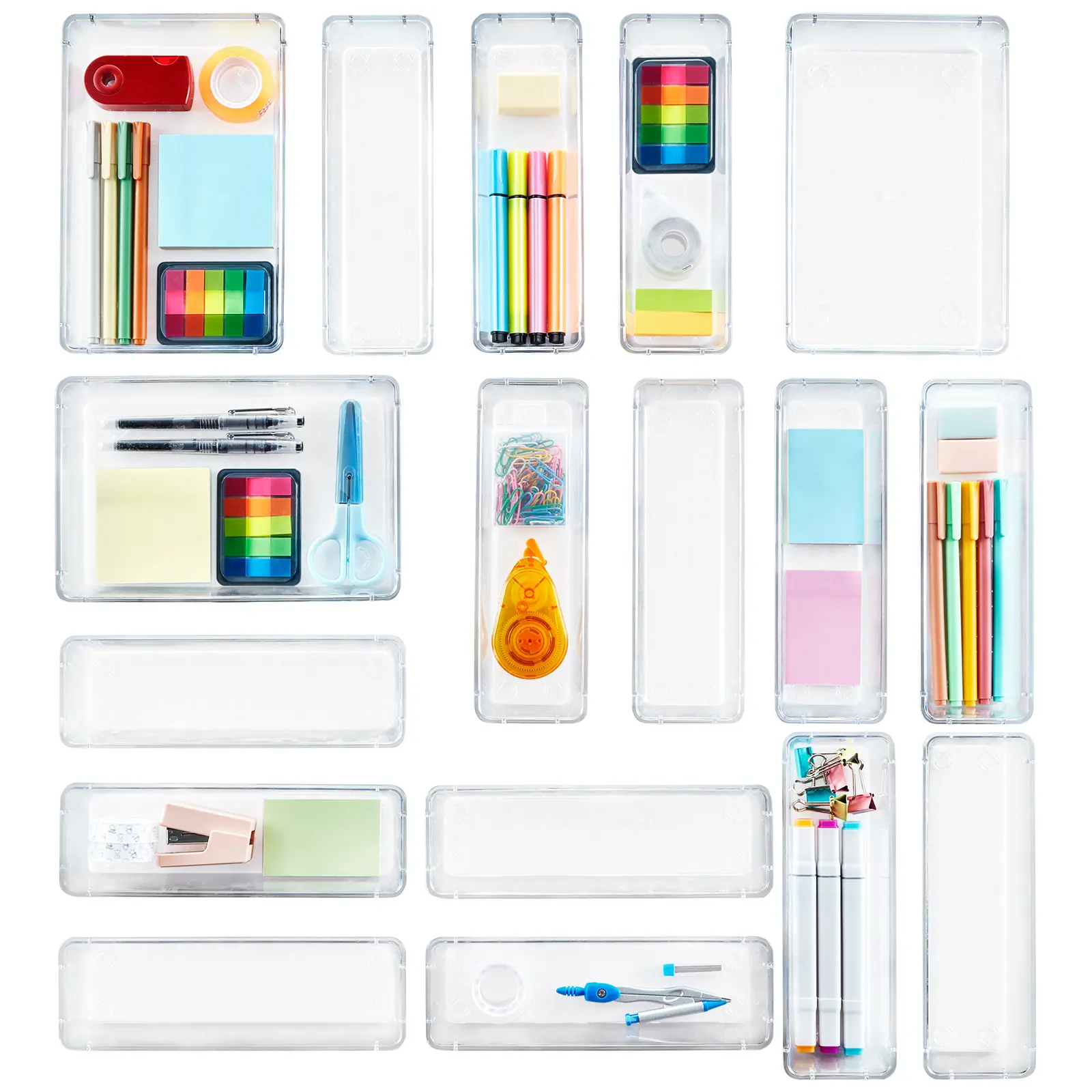 Lifewit Large Transparent Plastic Storage Bins Trays - Durable Lightweight Organizer for Bathroom Counter Storage, Drawer, Cosmetics Organization