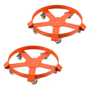 GARVEE Drum Dolly Set: Heavy Duty 55 Gallon Barrel Dollies with Steel Frame, Available in 1250 LBS and 1000 LBS Capacities, Featuring 4 or 5 Non-Tipping Caster Wheels, Ideal for Easy Mobility and Stability, Orange Finish for Visibility and Durability.