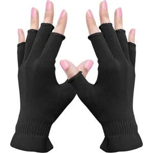 Fingerless Moisturizing Gloves, Half Finger Touchscreen Beauty Glove for Eczema, SPA, Dry Hands, Skin Treatment, Summer Sun UV Protection (L/XL, Black-1 Pair) Haircare Heatless