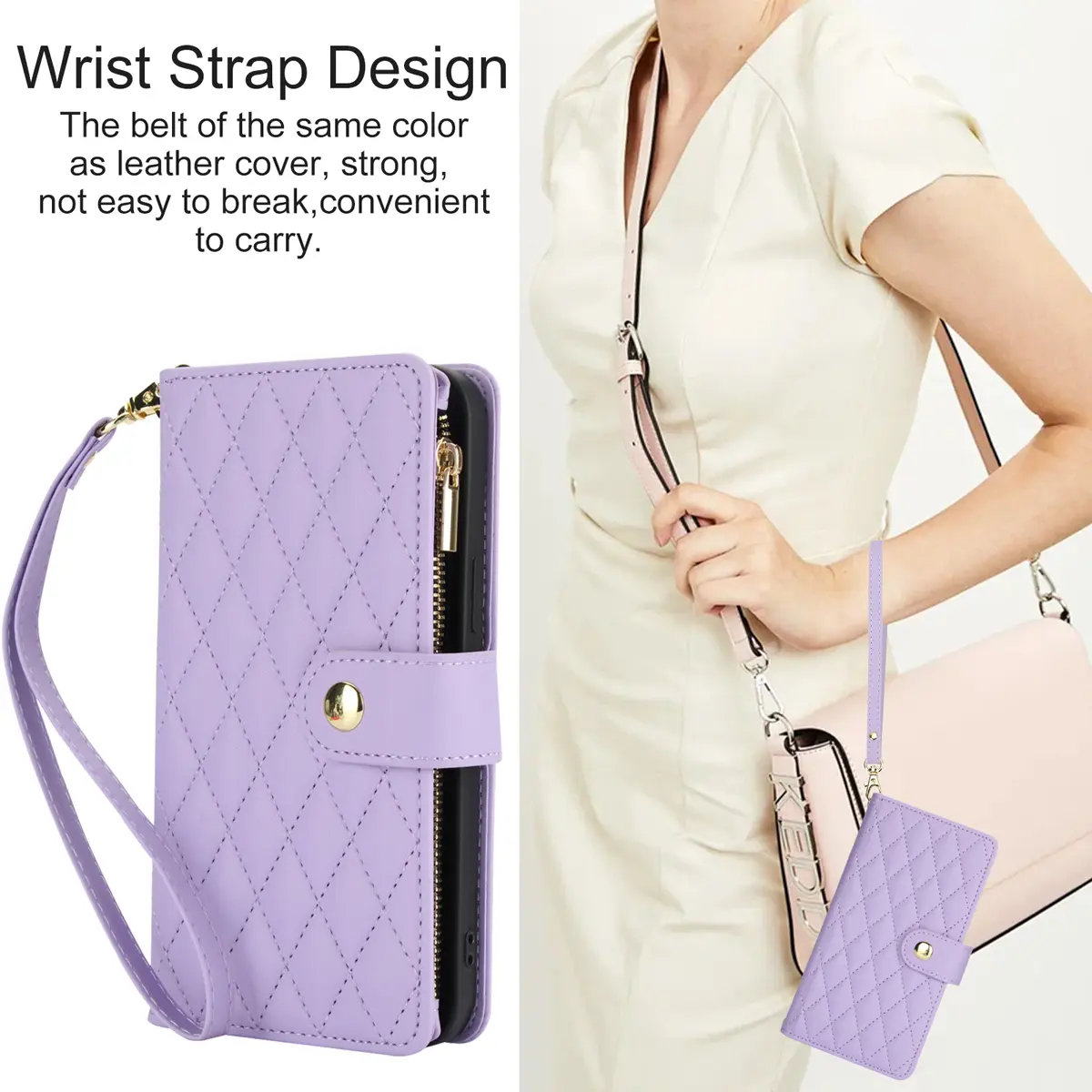 HISTORYOO For Samsung Galaxy S26 S25 Ultra S24 S23 Plus S22 S21 FE S20 Wallet Case Built-in Crossbody PU Leather Cash Slot Zipper Purse Credit Card Slot Holder Carrying Handbag Stand Phone Shell Adjustable Lanyard Detachable Strap Wrist for Women Ladies,,