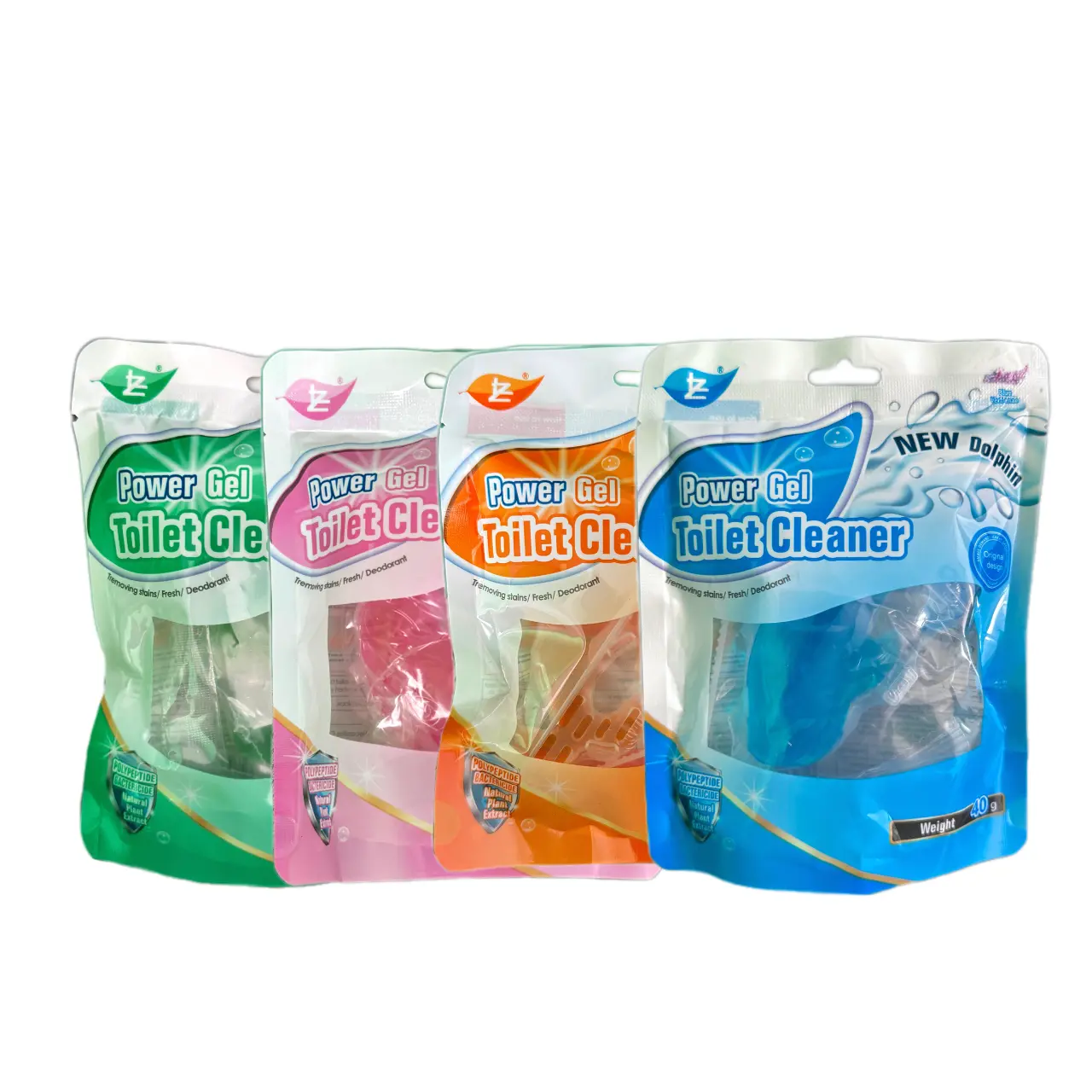 4-in-1 magic Toilet Cleaner,set of 4, 4 flavors, upgraded dolphin shape. The smell is mild and non-irritating, easily removes stains, eliminates urine stains, effectively removes dirt, deodorizes and removes odors, and does not damage the glaze.