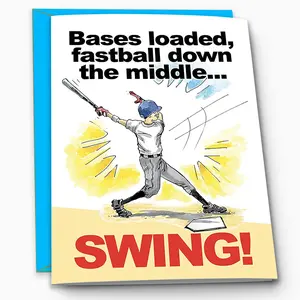 Play Strong Baseball Birthday Card 1-Pack (5x7) Power Player Illustrated Sports Birthday Cards Greeting Cards- Awesome for Baseball Players, Coaches and Fans Birthdays, Gifts and Parties!