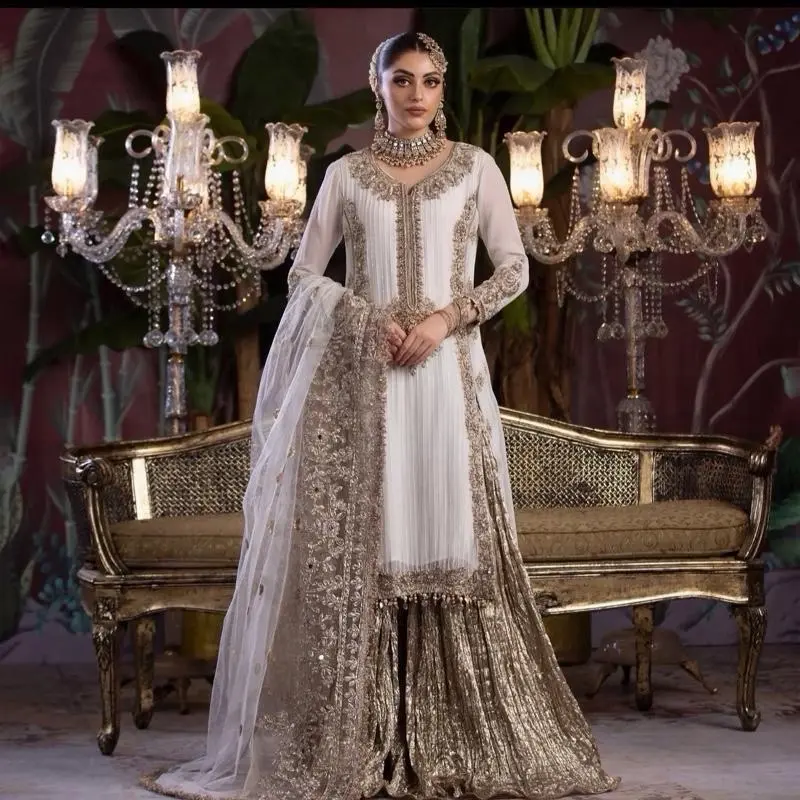 Womenswear 3 pc Ready to Wear Sharara with Orange Color and Embellished Design Clothes Costumes