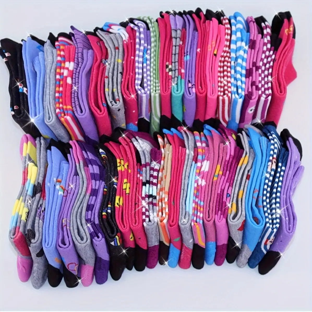 Women's 10/20 Pairs Breathable Soft Slouch Socks, Mid-Tube Cartoon Stripe Design, Polyester Blend for Casual Daily Wear, Breathable Soft Socks, Soft Comfy Socks