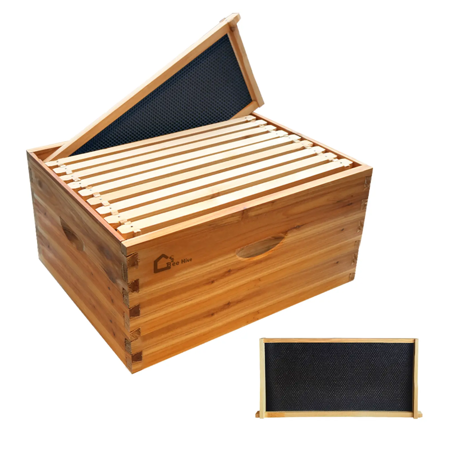 🐝 Give your queen the throne she deserves. Solid cedar deep brood box—beeswax-dipped, dovetail-jointed, ready to hang frames.