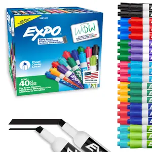 EXPO Dry Erase Markers, Low Odor Ink, Assorted Fashion Colors, Chisel Tip, 40 Count