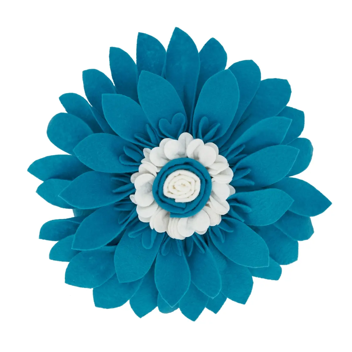 Saro FT123.TE13R 13 in. Felt Flower Round Throw Pillow with Poly Filling