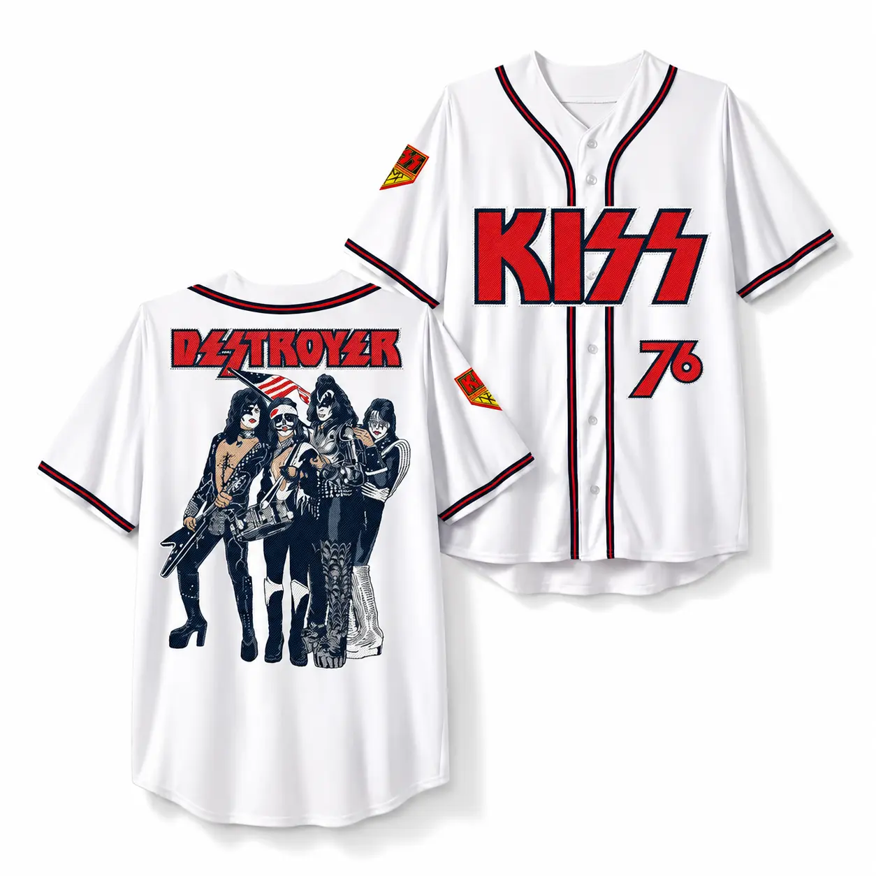 Retro 90s Classic Rock#Destroyer Style Baseball Jersey | Vintage Button Up Graphic Jersey | Unisex Music Fan Shirt